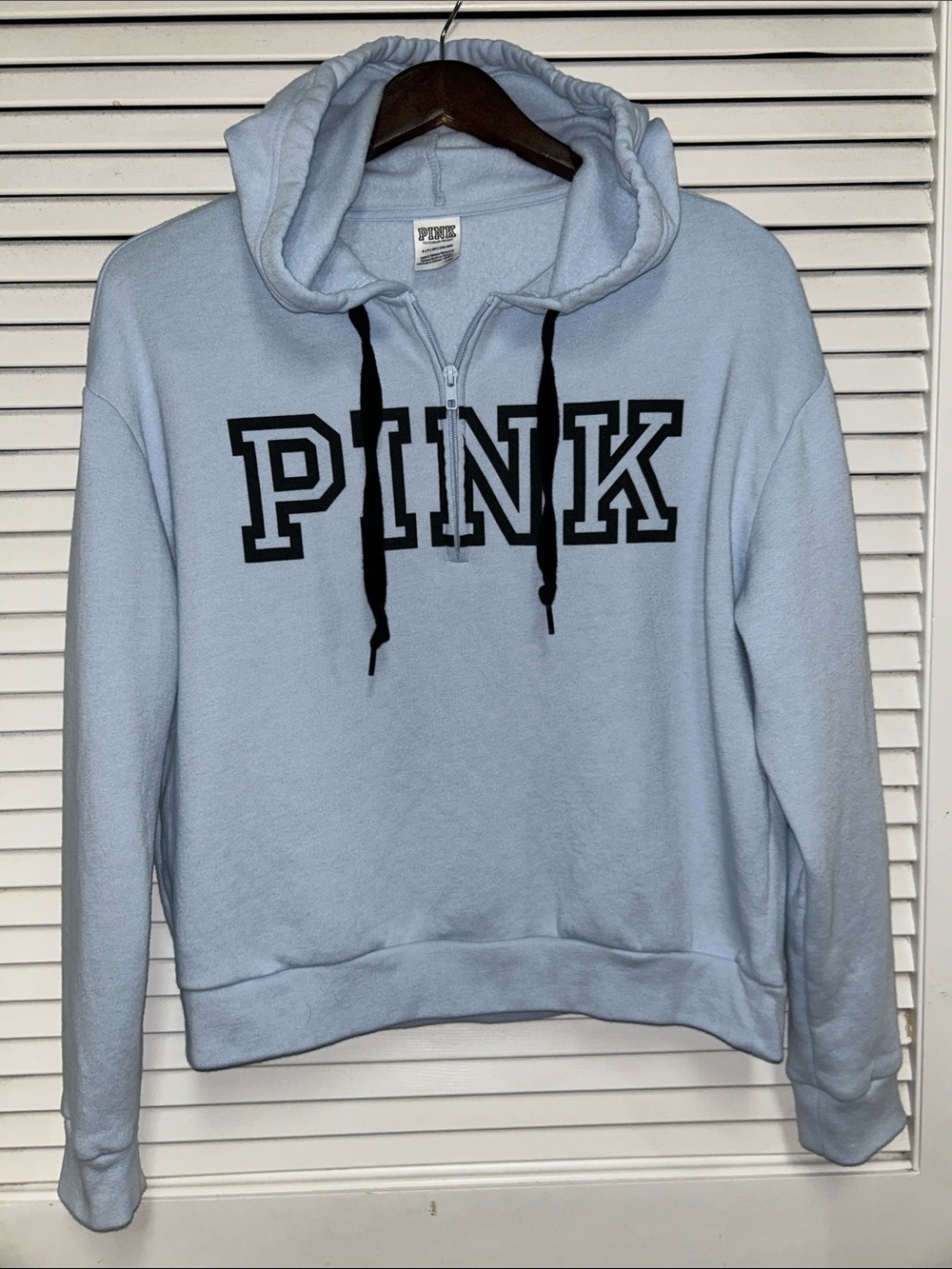 PINK Victoria's Secret Light Blue Quarter-Zip Hoodie